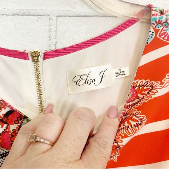 NWT ELIZA J Paisley and Stripes Jersey Knit Dress - Picture 11 of 15